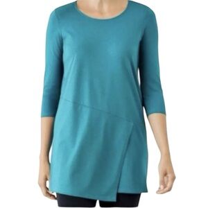 Pure Jill J. Jill Women’s‎ Teal 3/4 Sleeve Wrap Tunic Top  Sz M